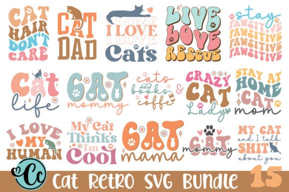 Cat Retro Bundle for Embroidery Projects