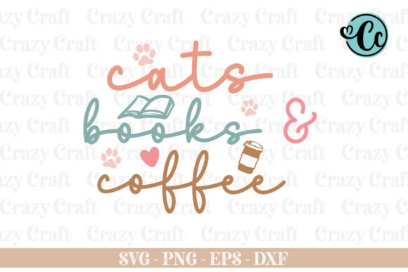 Cats Books and Coffee Svg for Embroidery Projects