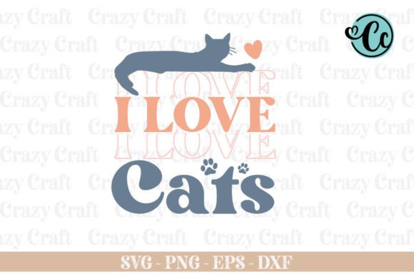 I Love Cats Svg for Embroidery Projects