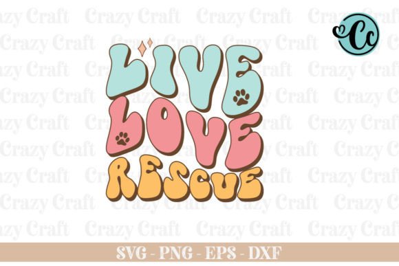 Live Love Rescue Svg: A Retro Cat Design for Embroidery Projects