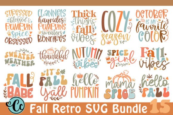 Retro Fall SVG Bundle for Embroidery Projects